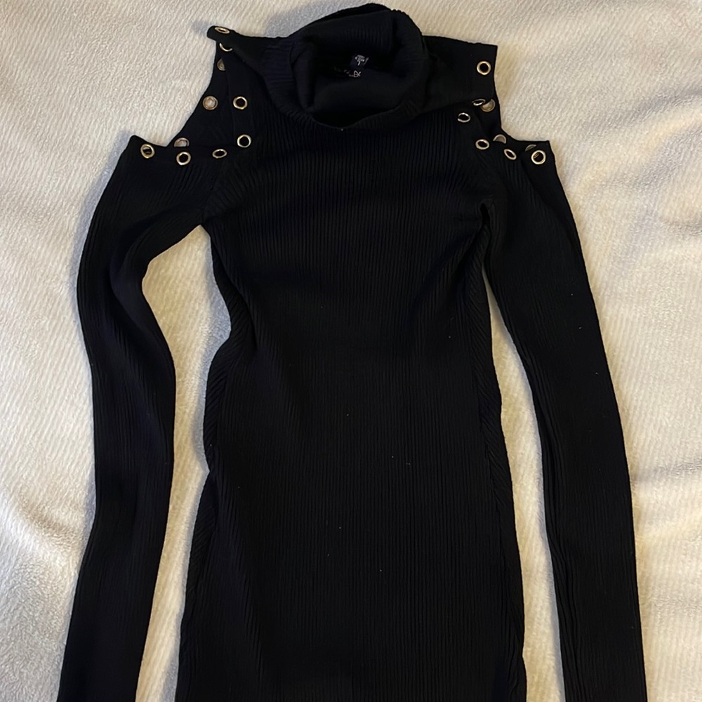 Black Sweater with golden buttons on shoulder size L